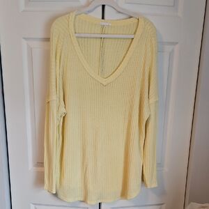 First Love Soft Yellow Long Sleeve V-Neck Top
